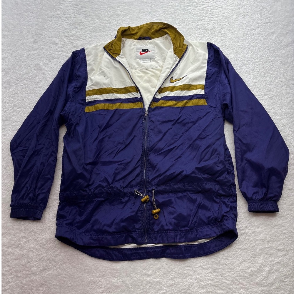 Vintage Nike Windbreaker Jacket Purple White Gold Colorblock Mens Medium